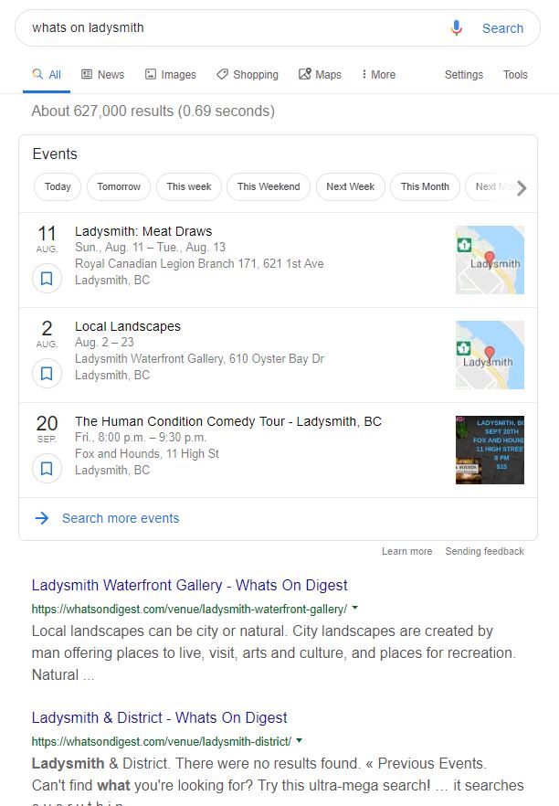 Google event search