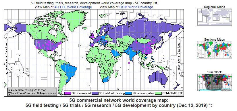 Global map of 5G development