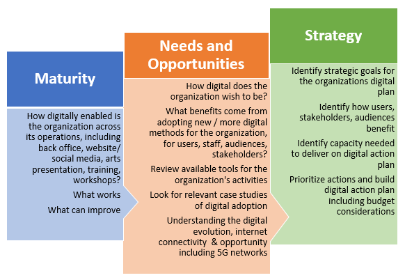 3-step process from digital maturity to digital needs and opportunities to digital strategy